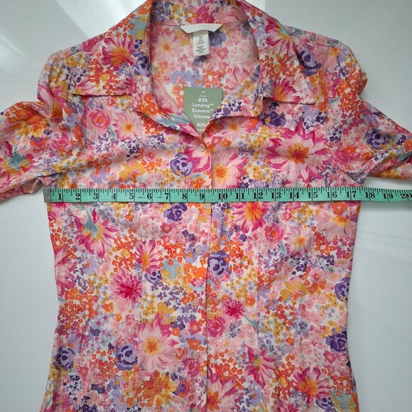 H&M Bright Floral Button Down Shirt NWT - Picture 8 of 11